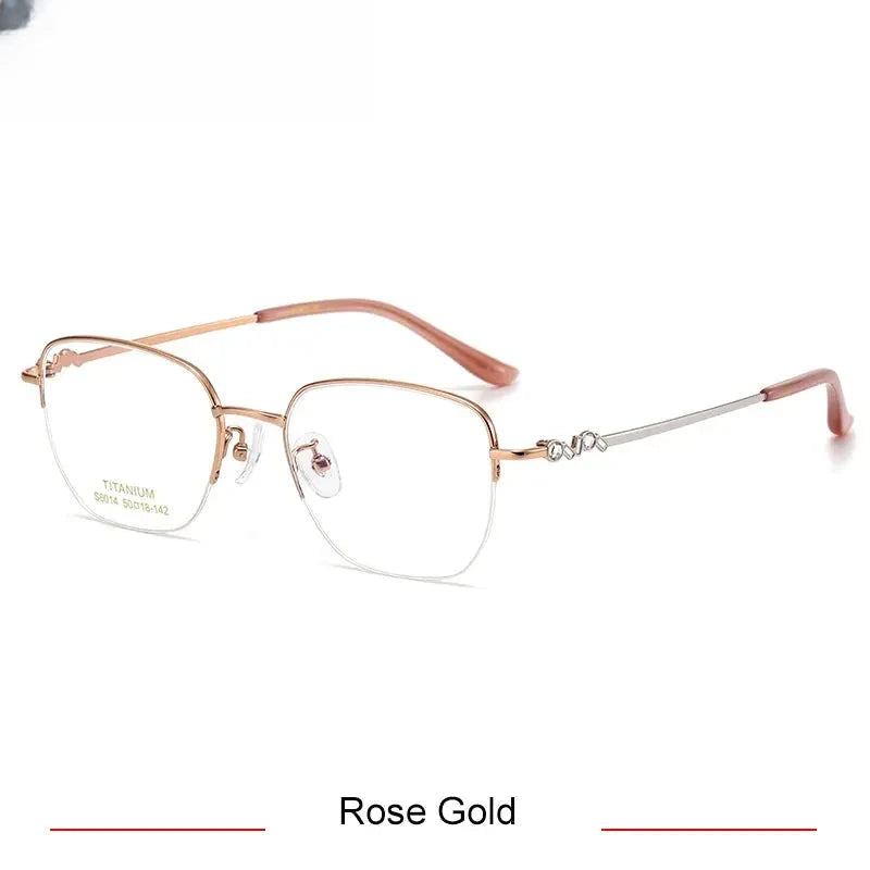 Women's Polygon Semi-Rimless Titanium Prescription Glasses 36014 — view 6 | Rx Spectacle