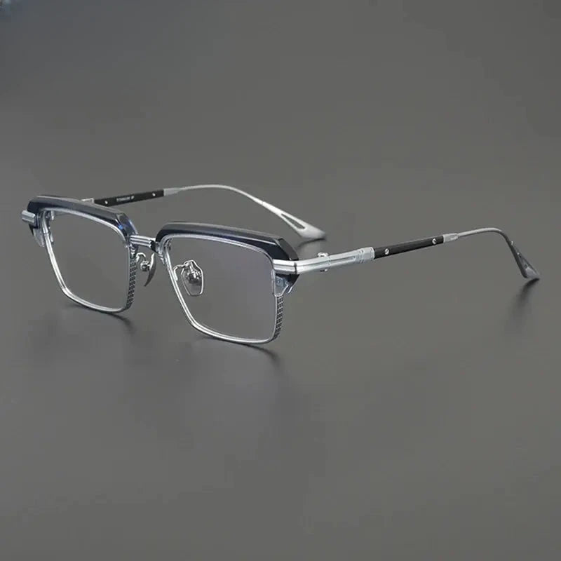 Unisex Square Full Rim Titanium Oversized Prescription Glasses 687008 — view 7 | Rx Spectacle