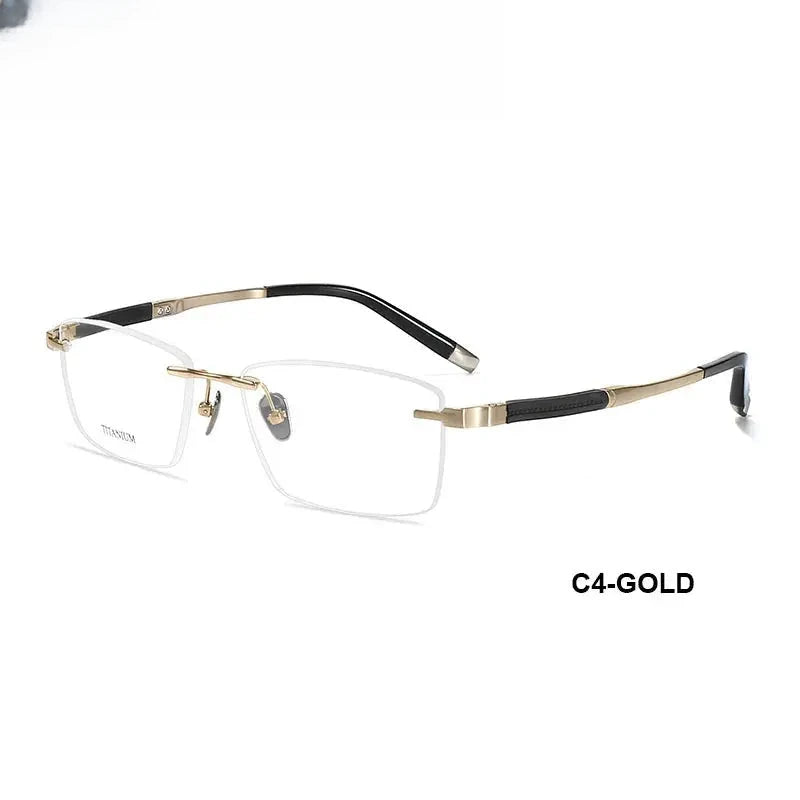 Men's Square Rimless Titanium Prescription Glasses 90589 — view 5 | Rx Spectacle