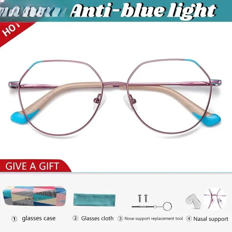 Women's Polygon Full Rim Stainless Steel Reading Glasses 3013 — view 8 | Rx Spectacle