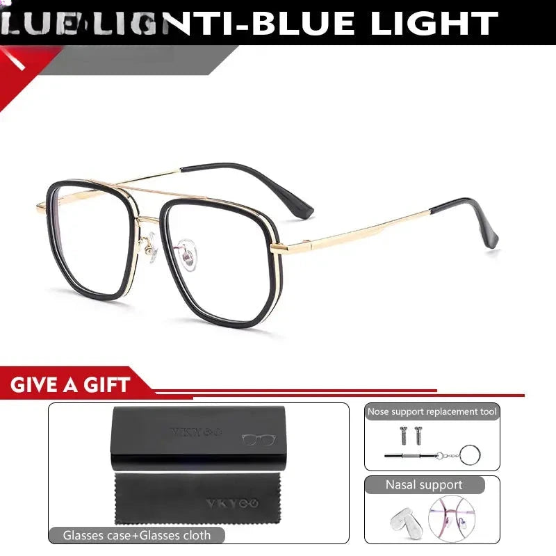 Unisex Square Full Rim Titanium Double Bridge Reading Glasses 2174 — view 8 | Rx Spectacle