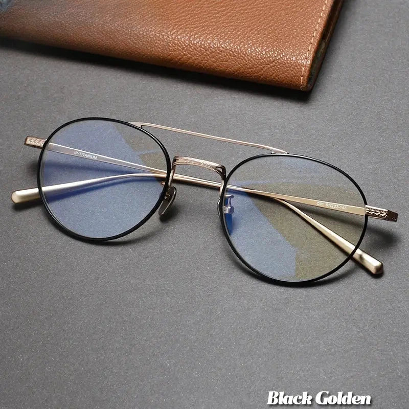 Men's Round Full Rim Titanium Double Bridge Prescription Glasses 474020 — view 4 | Rx Spectacle