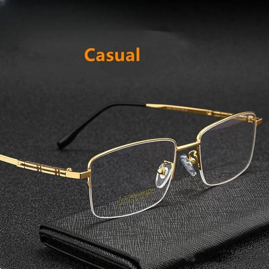 Men's Semi-Rimless Titanium Prescription Glasses 1052 — view 1 | Rx Spectacle