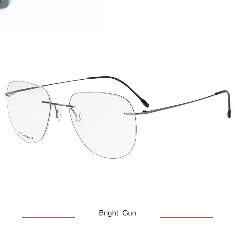 Unisex Oval Rimless Titanium Prescription Glasses Kr05 — view 10 | Rx Spectacle