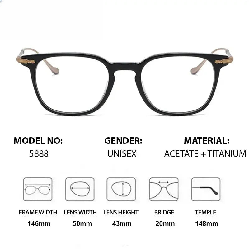 Unisex Square Full Rim Titanium Prescription Glasses 685888 — view 2 | Rx Spectacle