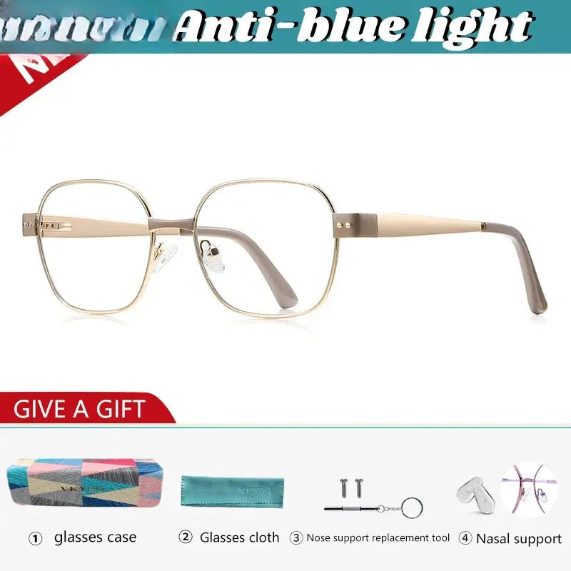 Women's Polygon Full Rim Alloy Flat Top Reading Glasses 513172 — view 5 | Rx Spectacle