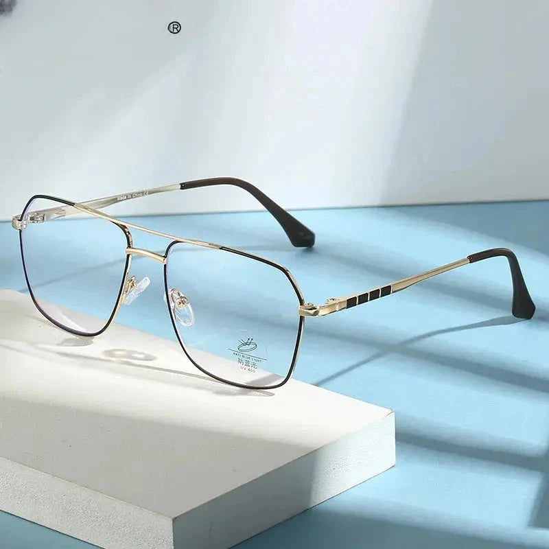 Unisex Square Full Rim Alloy Double Bridge Reading Glasses 6908 — view 2 | Rx Spectacle