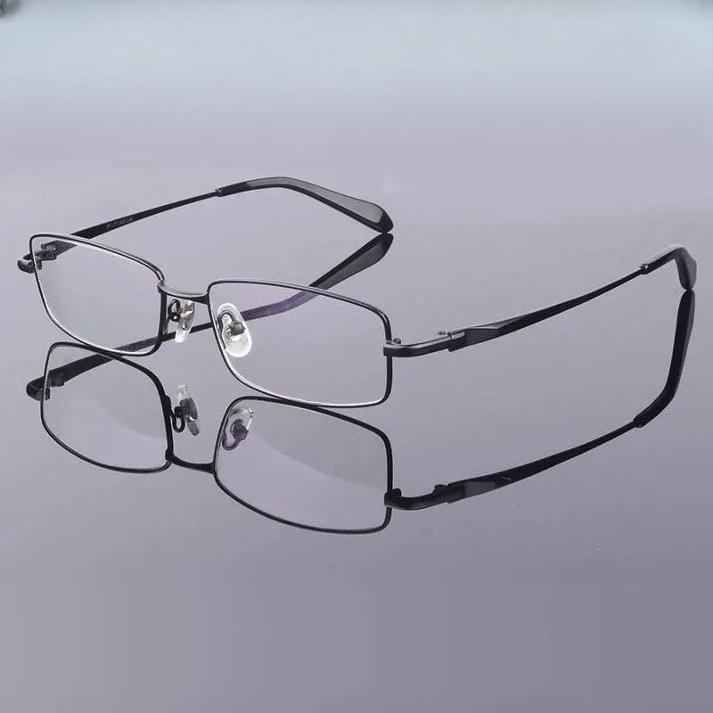 Men's Rectangular Full Rim Titanium Prescription Glasses 9867 — view 1 | Rx Spectacle