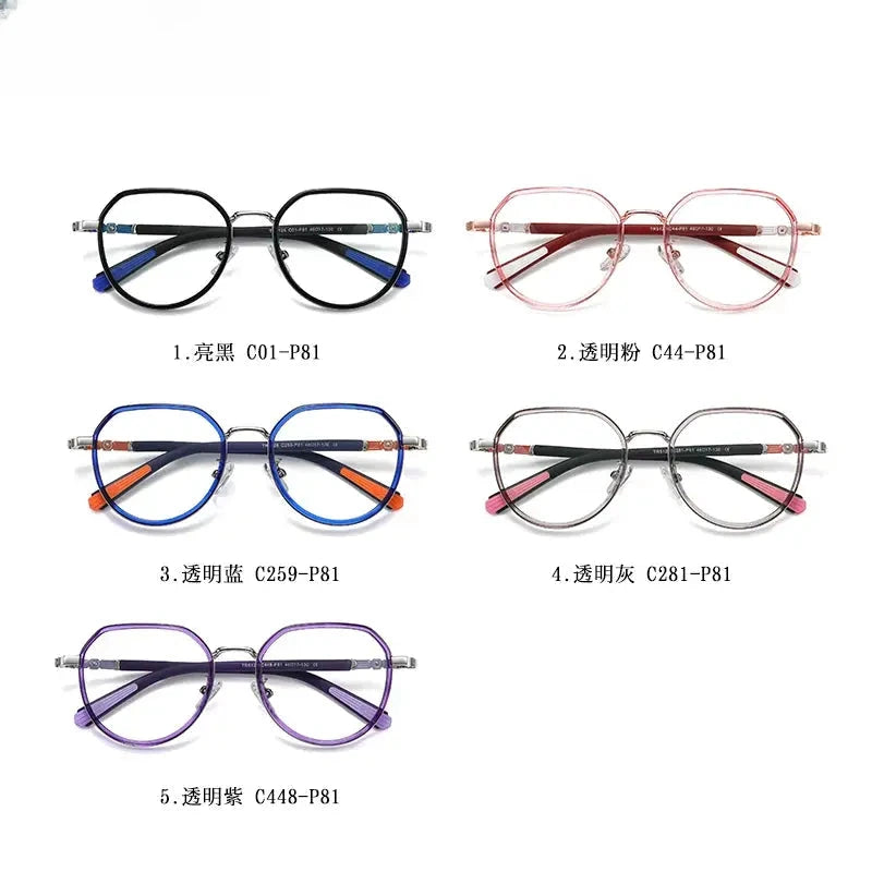 Unisex Round Full Rim Titanium Flat Top Prescription Glasses 5126 — view 5 | Rx Spectacle