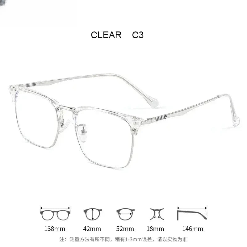 Men's Square Full Rim Alloy Reading Glasses Ke001 — view 9 | Rx Spectacle