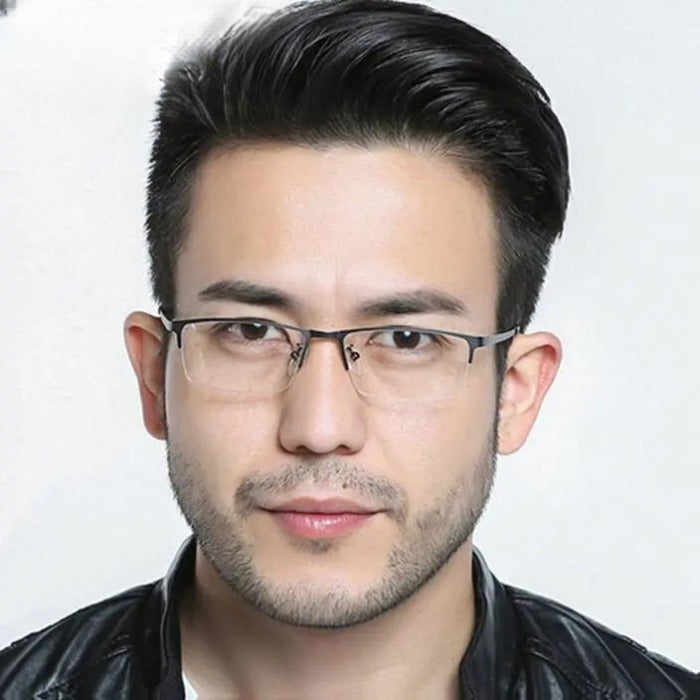 Men's Square Semi-Rimless Alloy Prescription Glasses 2017 — view 7 | Rx Spectacle
