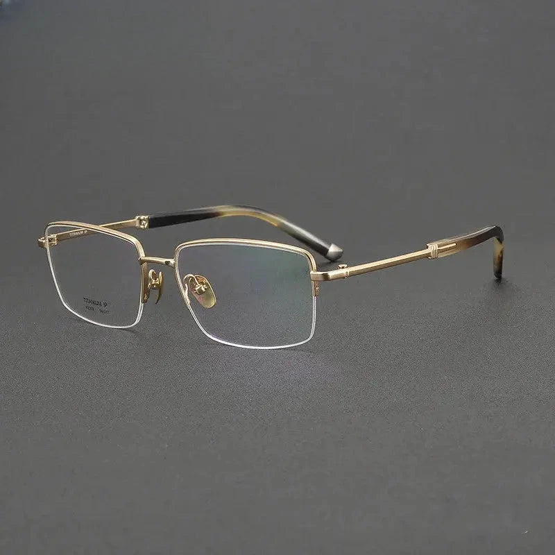 Men's Square Semi-Rimless Titanium Prescription Glasses 72369 — view 5 | Rx Spectacle
