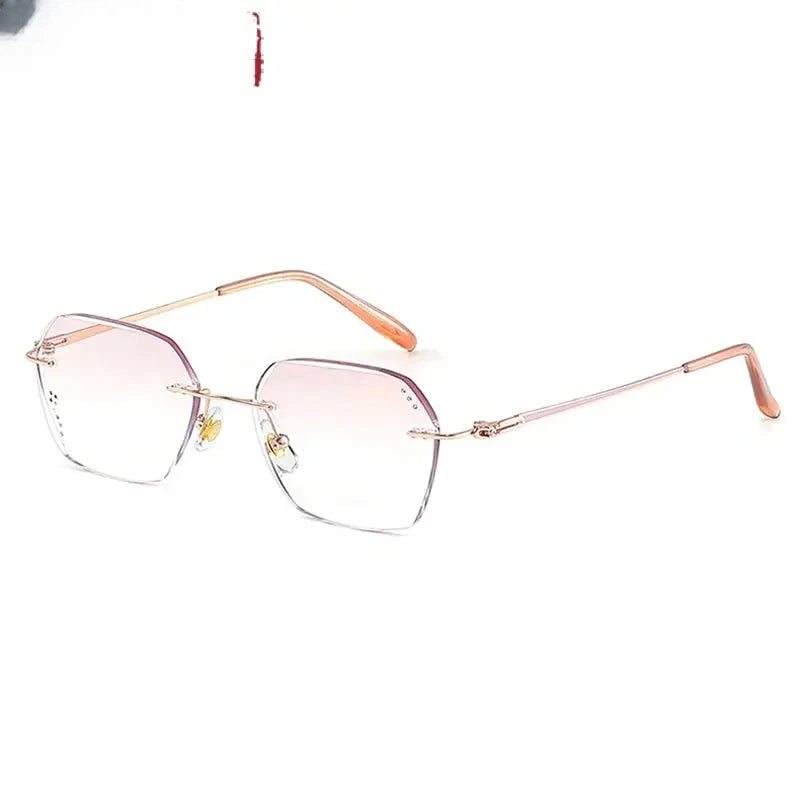 Women's Polygon Rimless Titanium Flat Top Prescription Glasses 886005 — view 3 | Rx Spectacle