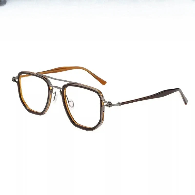 Men's Square Full Rim Titanium Double Bridge Prescription Glasses 586700 — view 1 | Rx Spectacle
