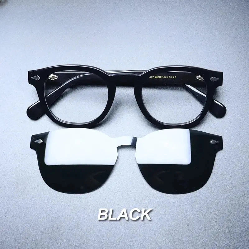 Unisex Round Full Rim Acetate Clip-On Prescription Glasses 1237 — view 8 | Rx Spectacle