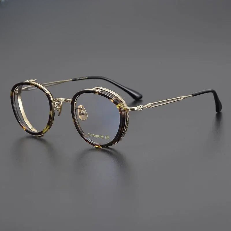 Unisex Round Full Rim Titanium Prescription Glasses Gxyj1050 — view 8 | Rx Spectacle