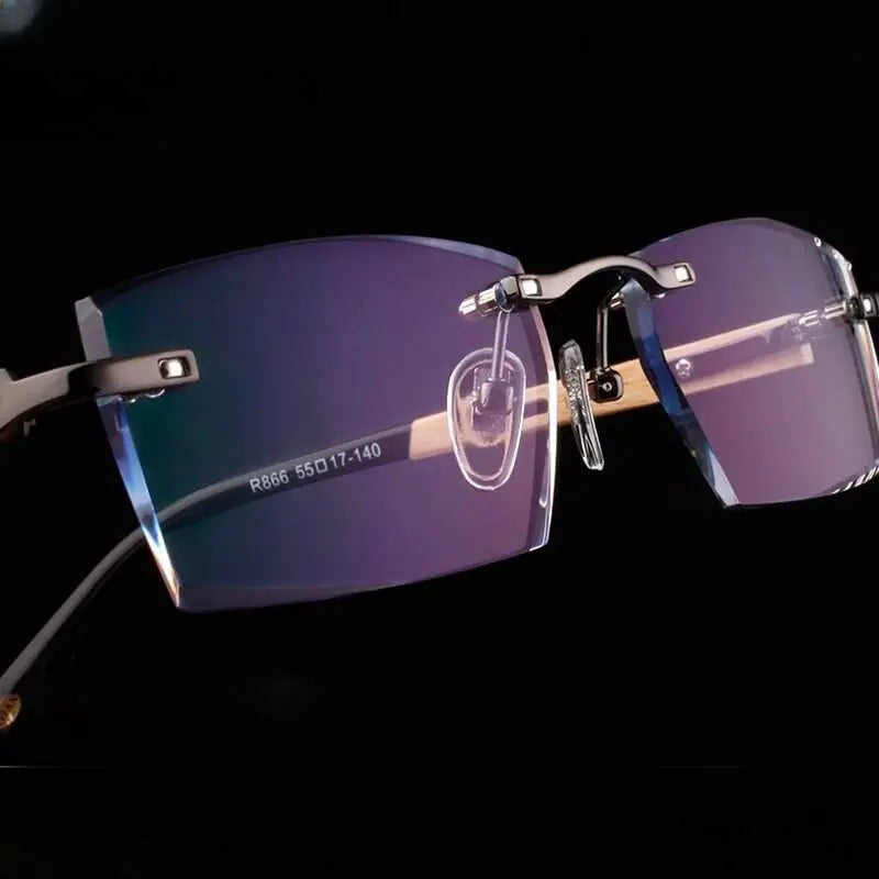Men's Square Rimless Titanium Prescription Glasses 886 — view 8 | Rx Spectacle