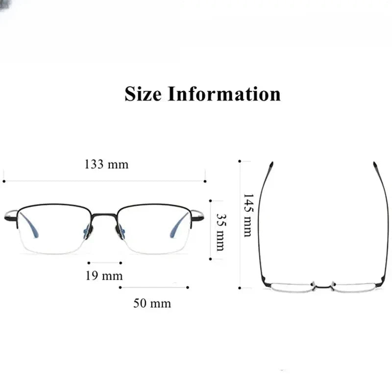 Women's Square Semi-Rimless Titanium Prescription Glasses 355019 — view 2 | Rx Spectacle