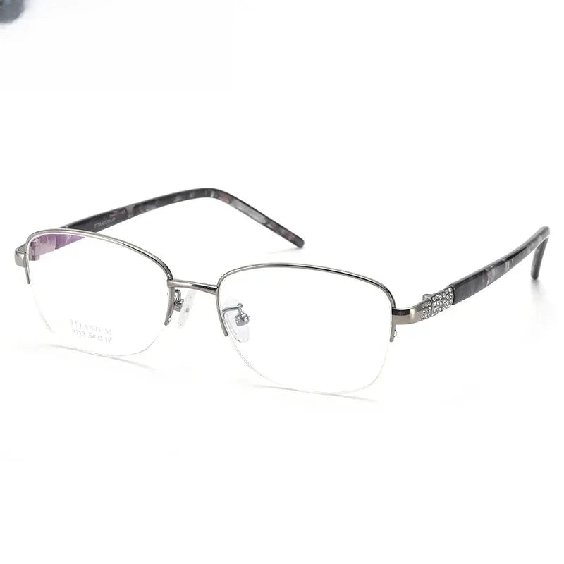 Unisex Oval Semi-Rimless Titanium Prescription Glasses 39113 — view 1 | Rx Spectacle