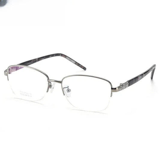 Unisex Oval Semi-Rimless Titanium Prescription Glasses 39113 — view 1 | Rx Spectacle