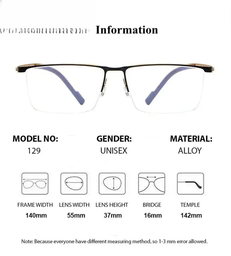Men's Square Semi-Rimless Alloy Prescription Glasses 642129 — view 2 | Rx Spectacle