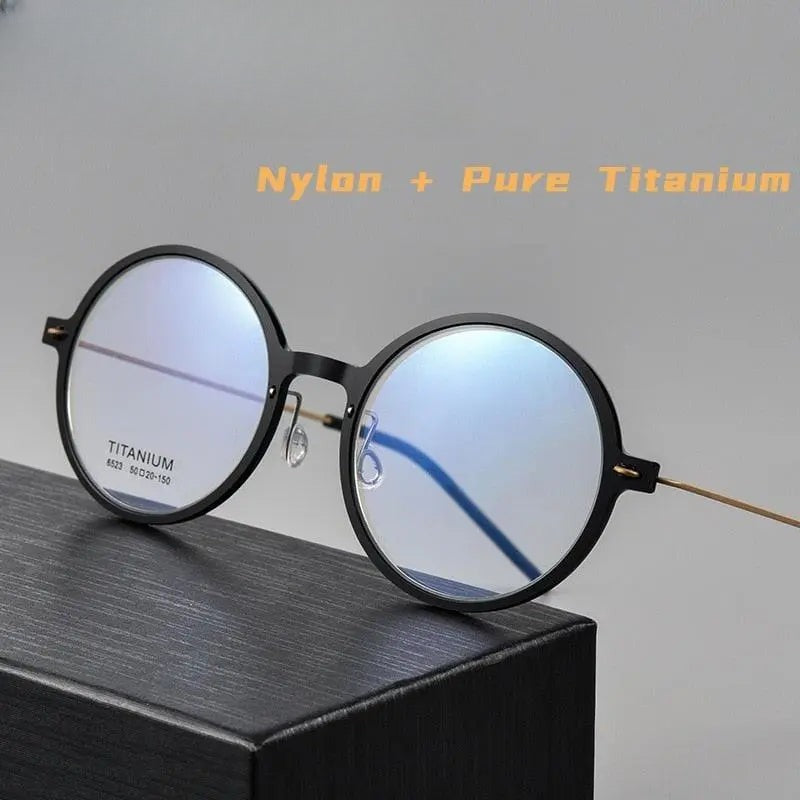 Unisex Round Full Rim Titanium Screwless Prescription Glasses 6523hs — view 1 | Rx Spectacle