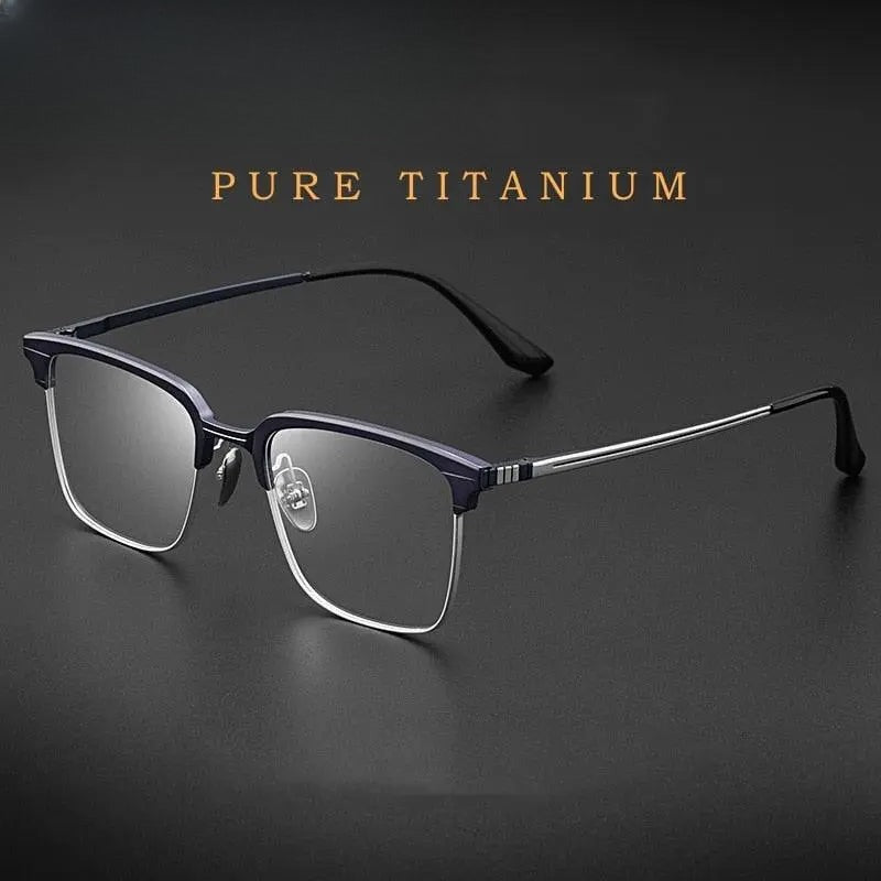 Men's Square Full Rim Titanium Prescription Glasses 9201 — view 1 | Rx Spectacle