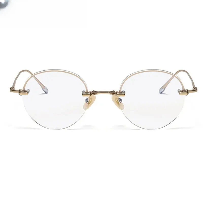 Men's Round Semi-Rimless Titanium Prescription Glasses K5921 — view 2 | Rx Spectacle