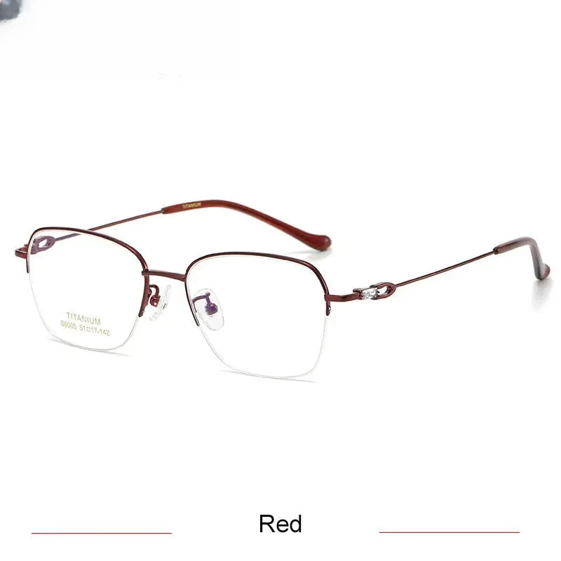 Women's Square Semi-Rimless Titanium Flat Top Prescription Glasses 86005 — view 8 | Rx Spectacle