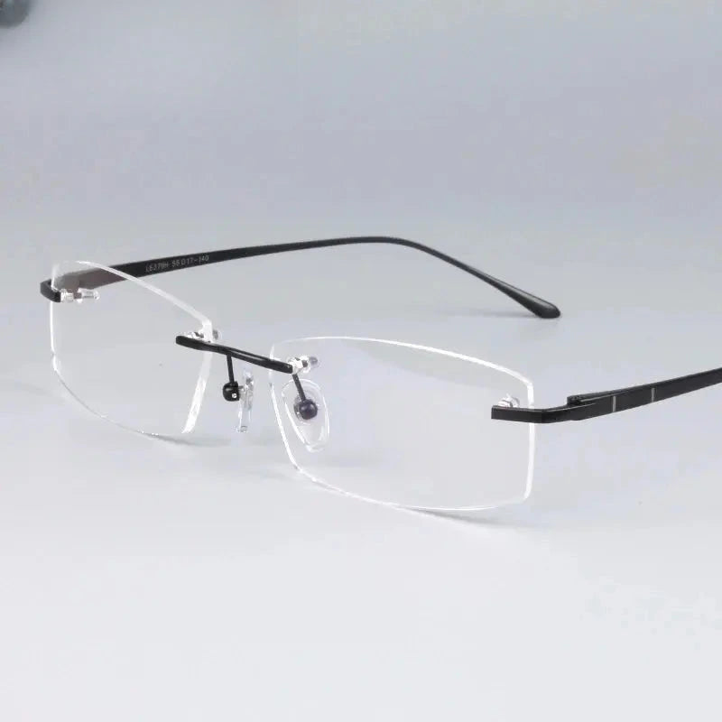 Women's Square Rimless Titanium Prescription Glasses 63794 — view 6 | Rx Spectacle