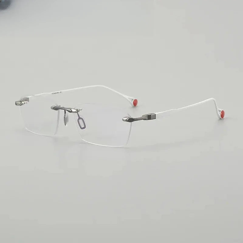 Unisex Polygon Rimless Titanium Prescription Glasses 611307 — view 6 | Rx Spectacle