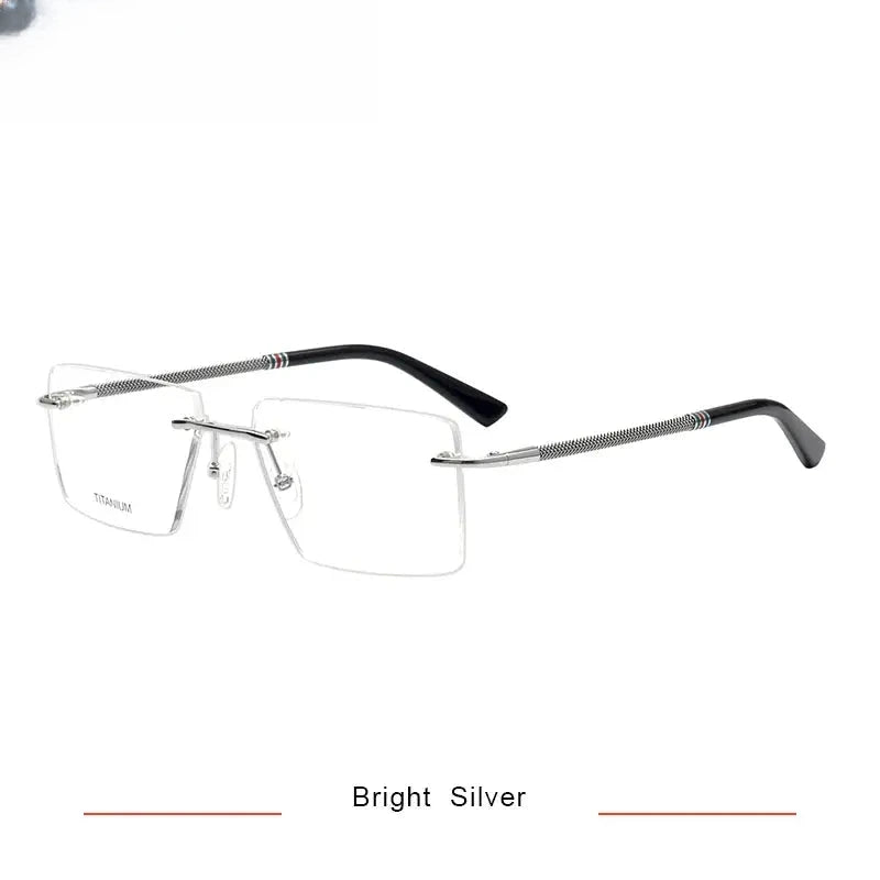 Women's Square Rimless Titanium Flat Top Prescription Glasses 316057 — view 6 | Rx Spectacle