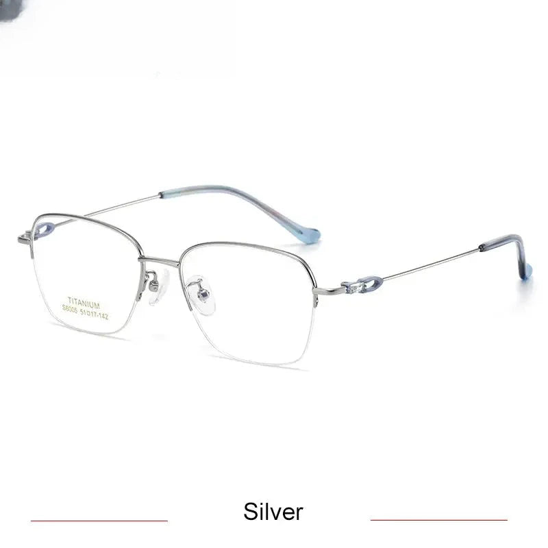 Women's Square Semi-Rimless Titanium Flat Top Prescription Glasses 86005 — view 4 | Rx Spectacle