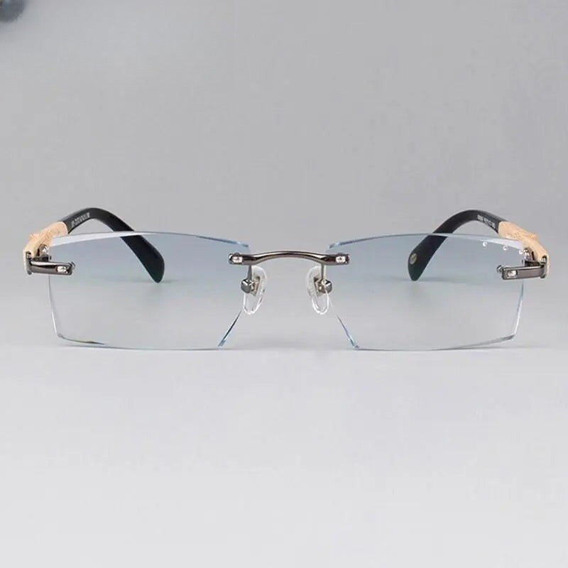 Men's Square Rimless Titanium Prescription Glasses 886 — view 7 | Rx Spectacle