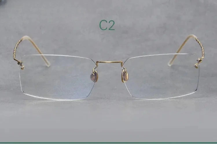 Women's Rectangular Rimless Titanium Prescription Glasses 61422 — view 3 | Rx Spectacle