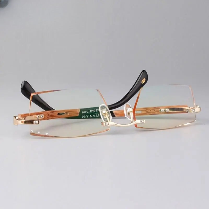 Men's Square Rimless Titanium Prescription Glasses 886 — view 2 | Rx Spectacle