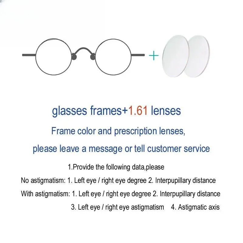 Unisex Round Full Rim Stainless Steel Prescription Glasses Y065 — view 7 | Rx Spectacle