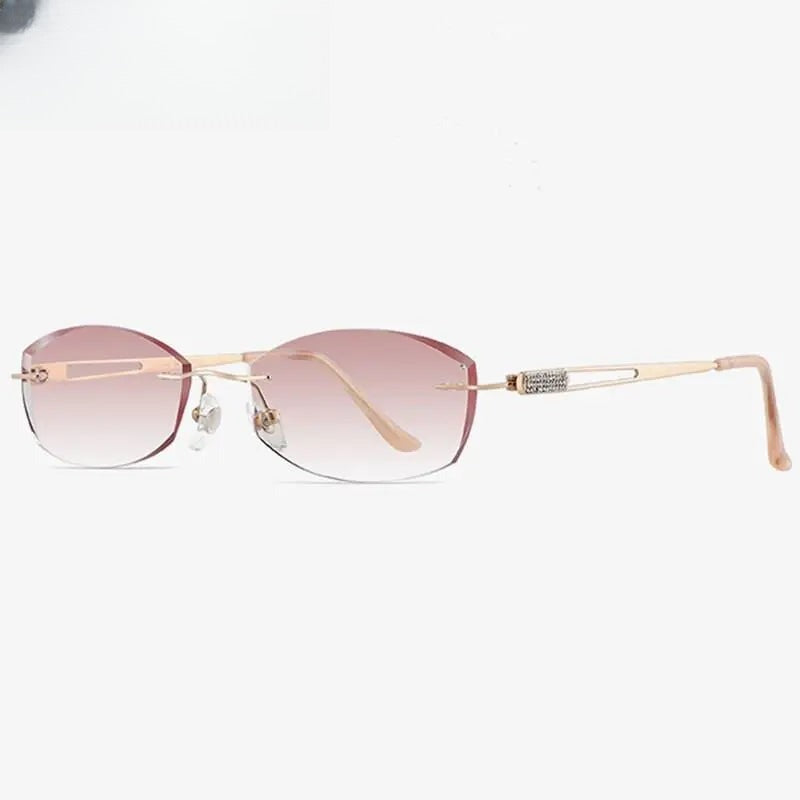 Women's Oval Rimless Titanium Prescription Glasses 6048 — view 5 | Rx Spectacle