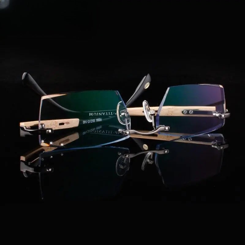 Men's Square Rimless Titanium Prescription Glasses 886 — view 6 | Rx Spectacle