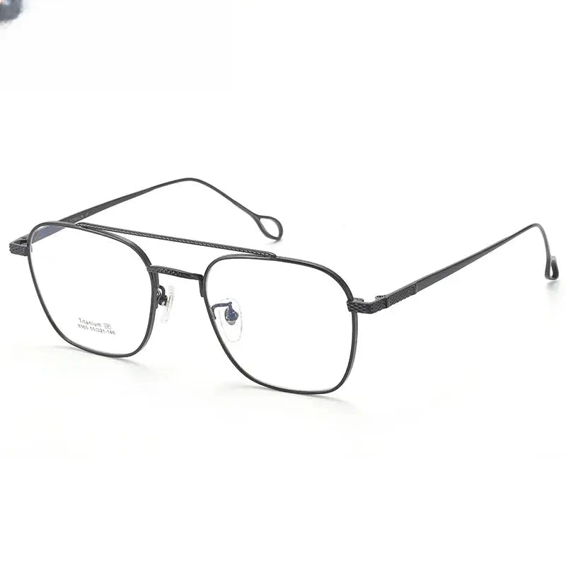 Unisex Square Full Rim Titanium Double Bridge Prescription Glasses 83654 — view 7 | Rx Spectacle