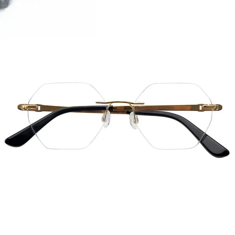 Men's Polygon Rimless Titanium Prescription Glasses 5018 — view 1 | Rx Spectacle