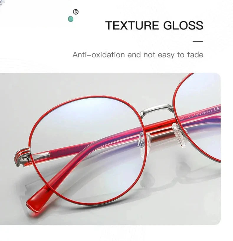 Women's Round Full Rim Alloy Reading Glasses 3071 — view 5 | Rx Spectacle
