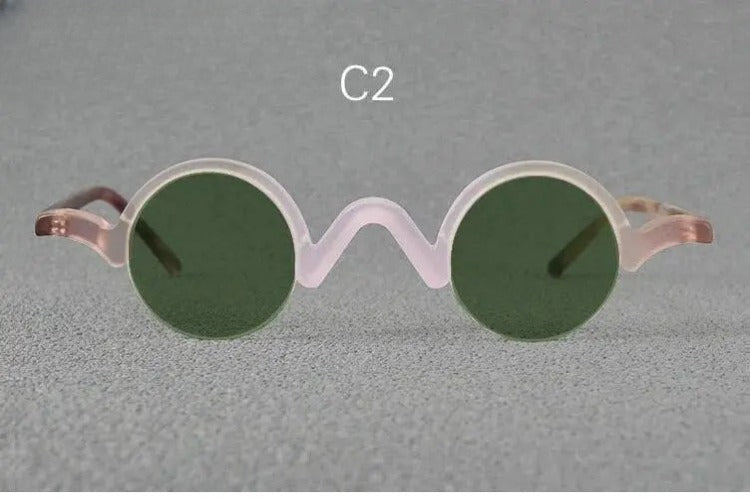 Unisex Round Semi-Rimless Acetate Prescription Glasses — view 8 | Rx Spectacle