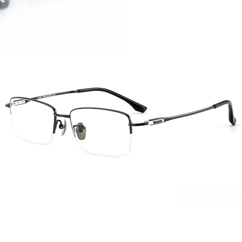 Unisex Square Semi-Rimless Titanium Oversized Prescription Glasses 690053 — view 3 | Rx Spectacle