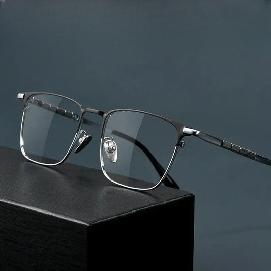 Unisex Square Full Rim Titanium Prescription Glasses 9009t — view 1 | Rx Spectacle