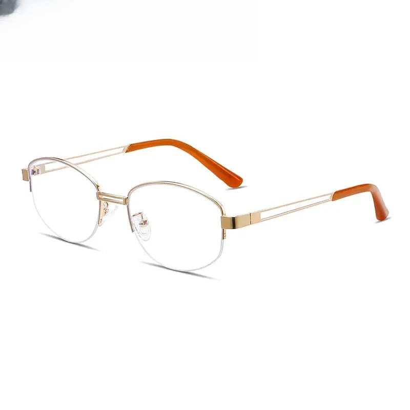 Unisex Oval Semi-Rimless Titanium Prescription Glasses 202406 — view 4 | Rx Spectacle