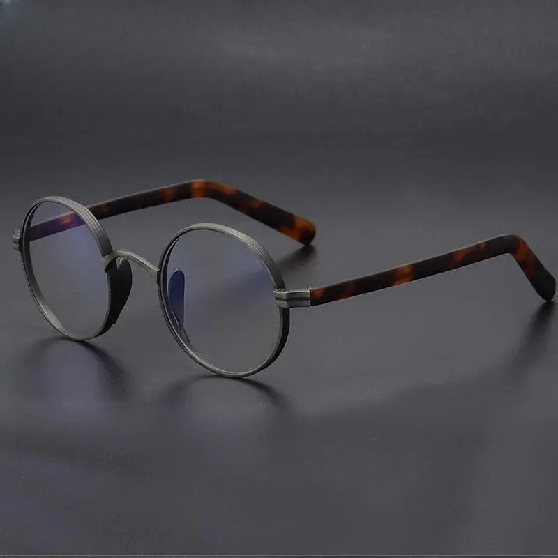 Unisex Round Full Rim Titanium Prescription Glasses Gxyj47 — view 8 | Rx Spectacle