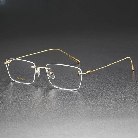 Unisex Square Rimless Titanium Prescription Glasses 5678 — view 1 | Rx Spectacle