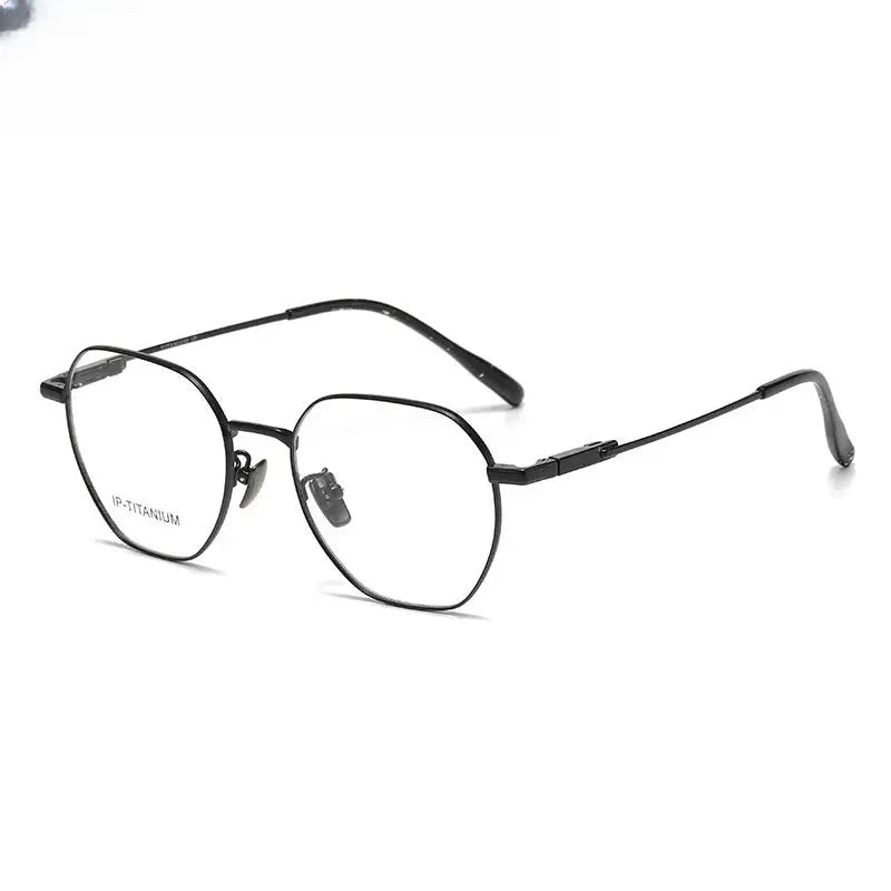 Unisex Polygon Full Rim Titanium Flat Top Prescription Glasses 61010 — view 4 | Rx Spectacle