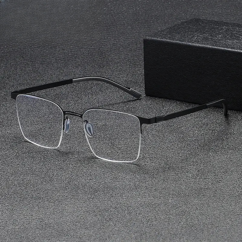 Unisex Square Semi-Rimless Titanium Prescription Glasses Gxyj1153 — view 3 | Rx Spectacle
